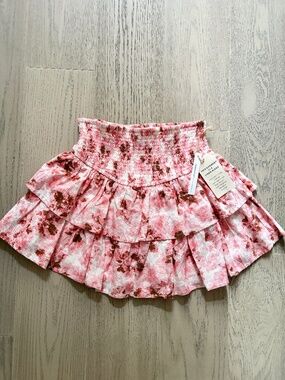 Midnight Sky, Smocked, Floral Pattern, Tiered, Ruffle, Mini Skirt, Size M, New